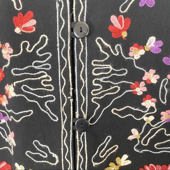 VINTAGE 90’s TAKE TWO Black Heavily Embroidered Jacket Blazer Medium 100% Cotton - Picture 13 of 14